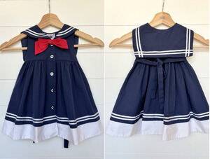 Good Lad Baby Girl Sailor Dress Size 12 Months Navy White Red Bow Nautical